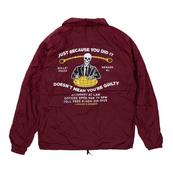 Open 925 Men's Jacket Not Guilty Coaches Jacket Burgundy Unisex - Picture 1 of 4